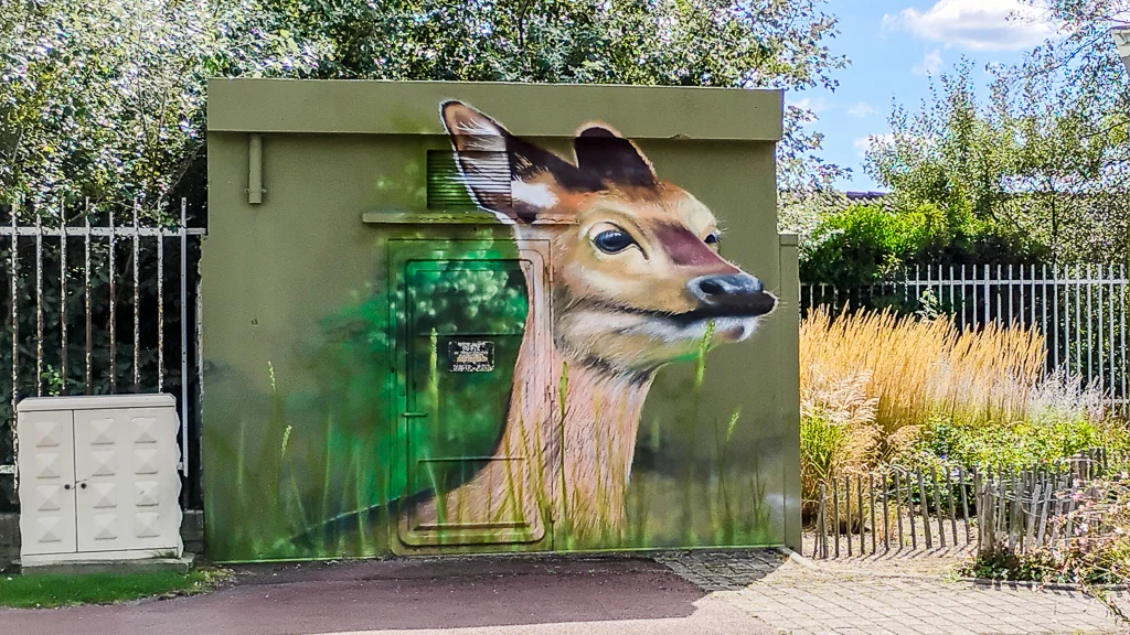 Une jolie biche cache un transformateur électrique à Blériot-Plage