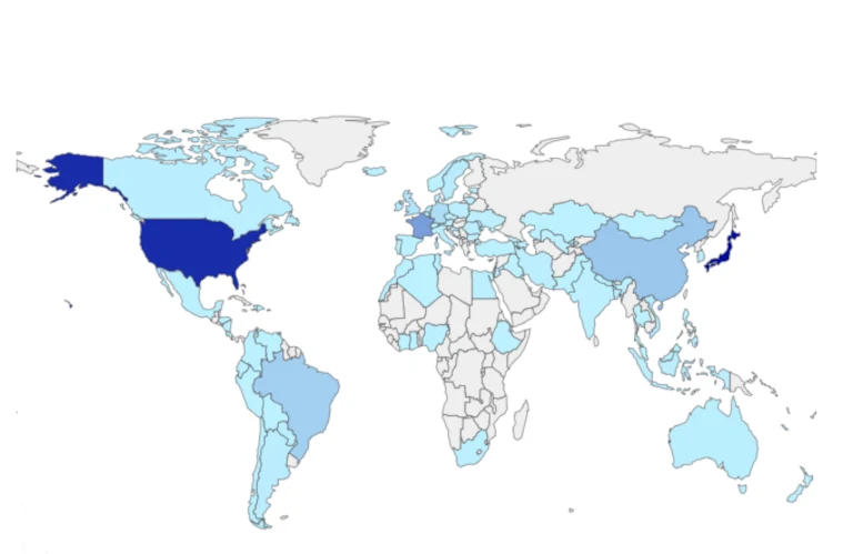 Carte mondiale des visiteurs de "mVdC"