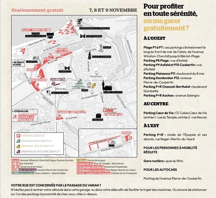 Les différentes possibilités de stationnement week-end Varan de Calais