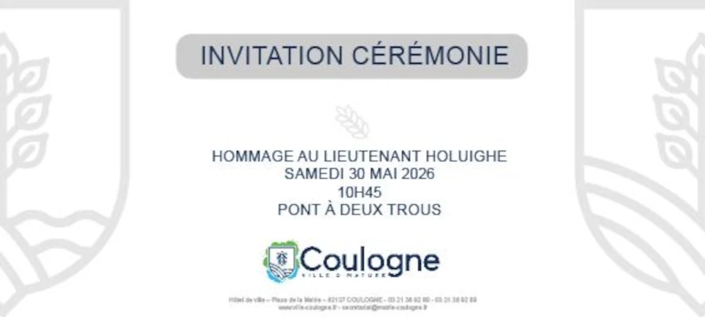 Invitation à la cérémonie en hommage au Lieutenant Holuighe
